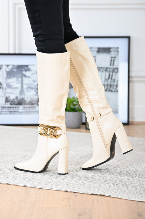 Bottes à talons hauts avec chaîne détachable - Annaé Paris