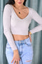 Crop top manches longues encolure en V - Annaé Paris