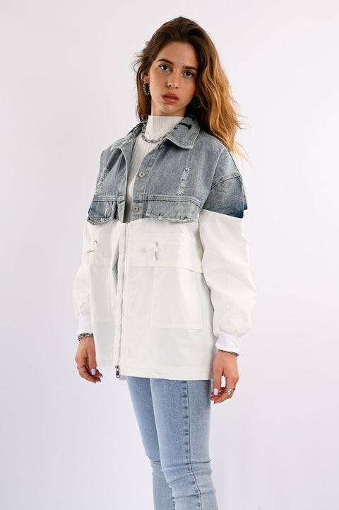 Veste en jean bi-matière - Annaé Paris